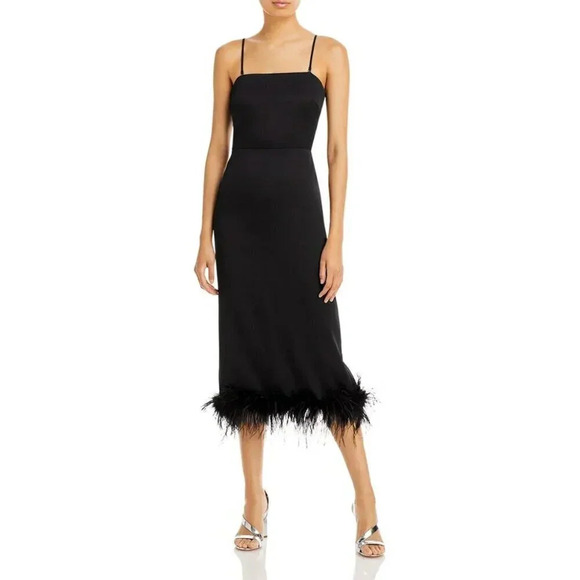 Lucy Paris Dresses & Skirts - NEW LUCY PARIS Mareena Black Feather Trim Cocktail Dress Size Small MSRP$165
